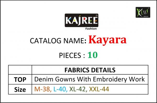 kajree kayara long denim with work gown style kurtis edition